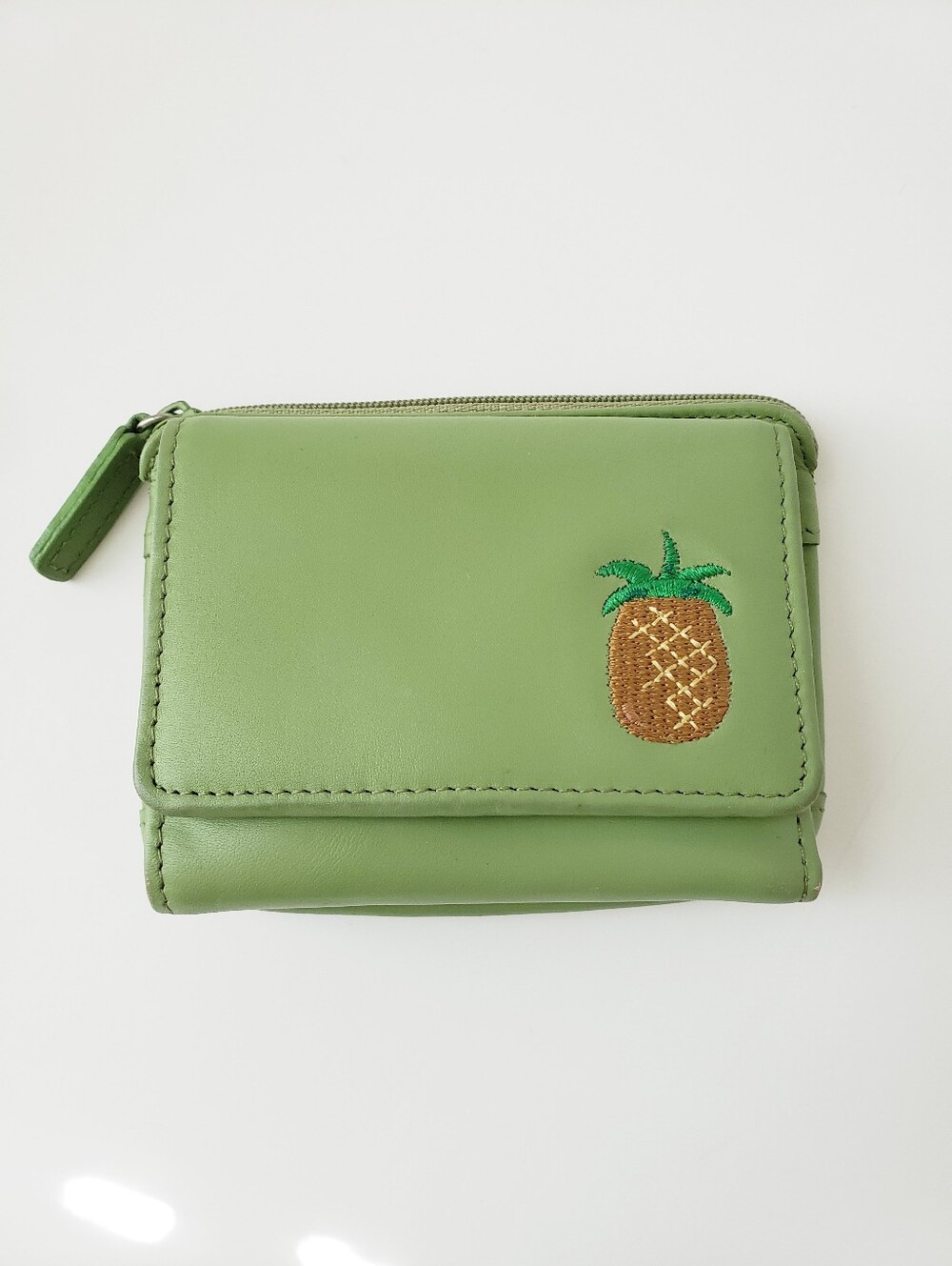 Vintage Fossil Green Leather Small Wallet